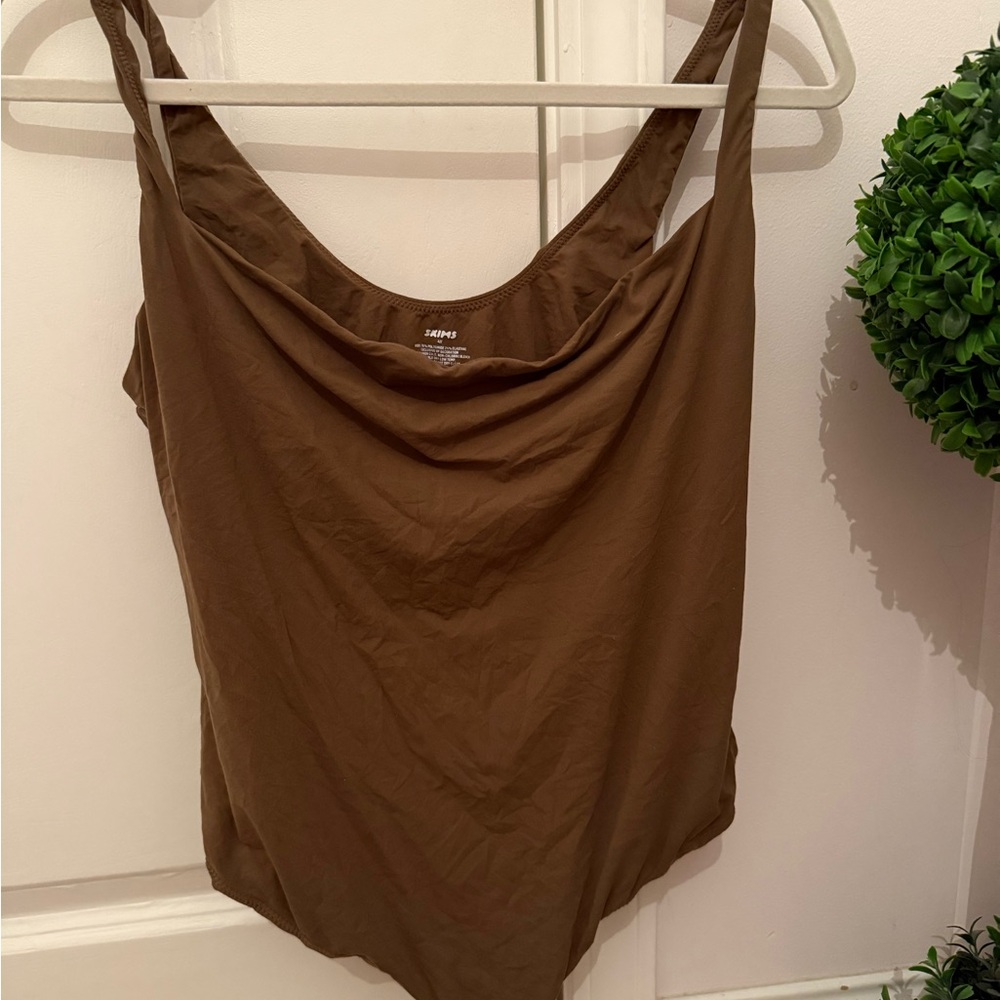 SKIMS flattering Brown plus size bodysuit tank
